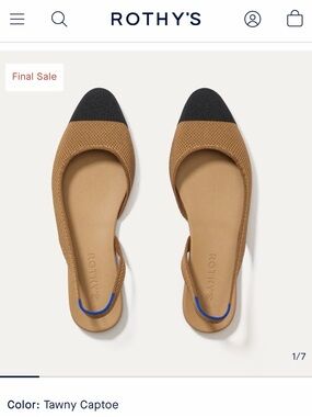 Rothy's Tawny Slingback Flats with Black Captoe